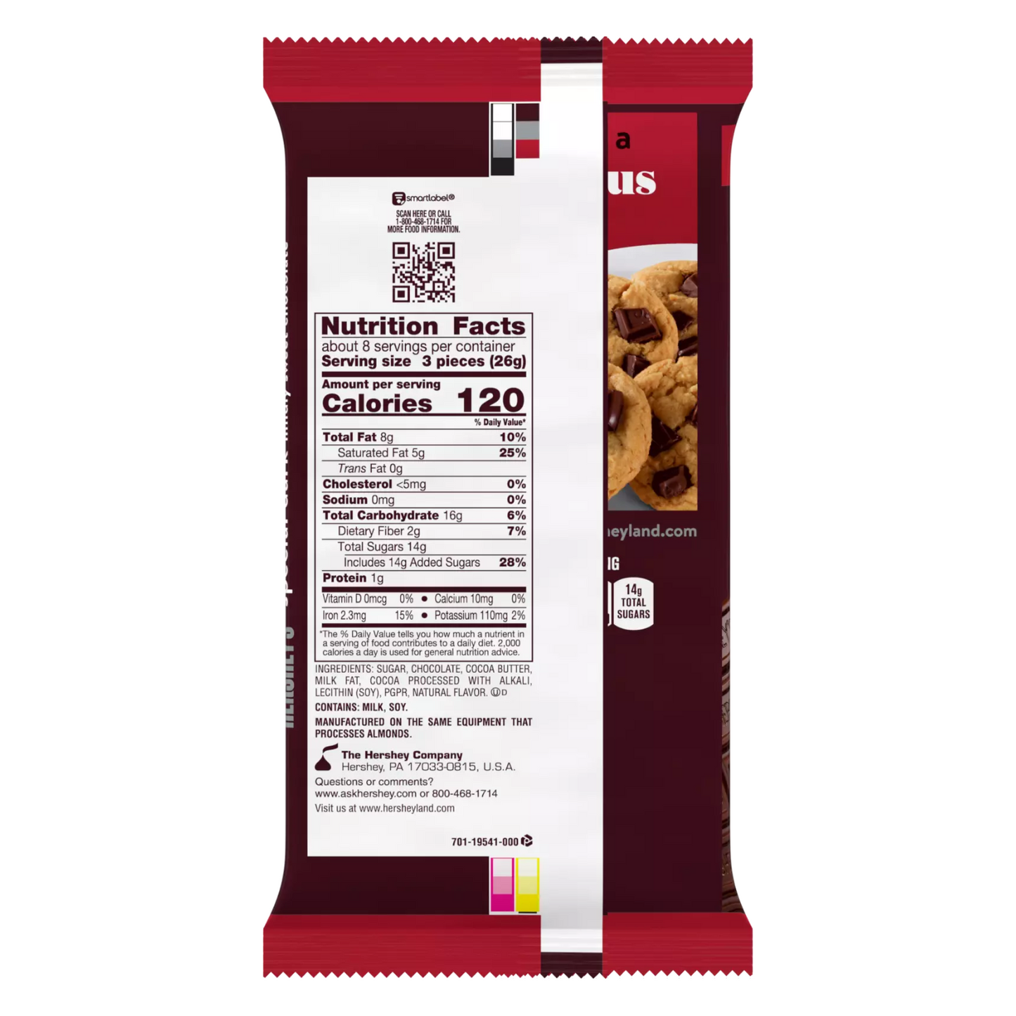 Hershey's Chocolate Special Dark , mildly sweet chocolate - 25 piezas, 214g , 120 calorías por 3 piezas