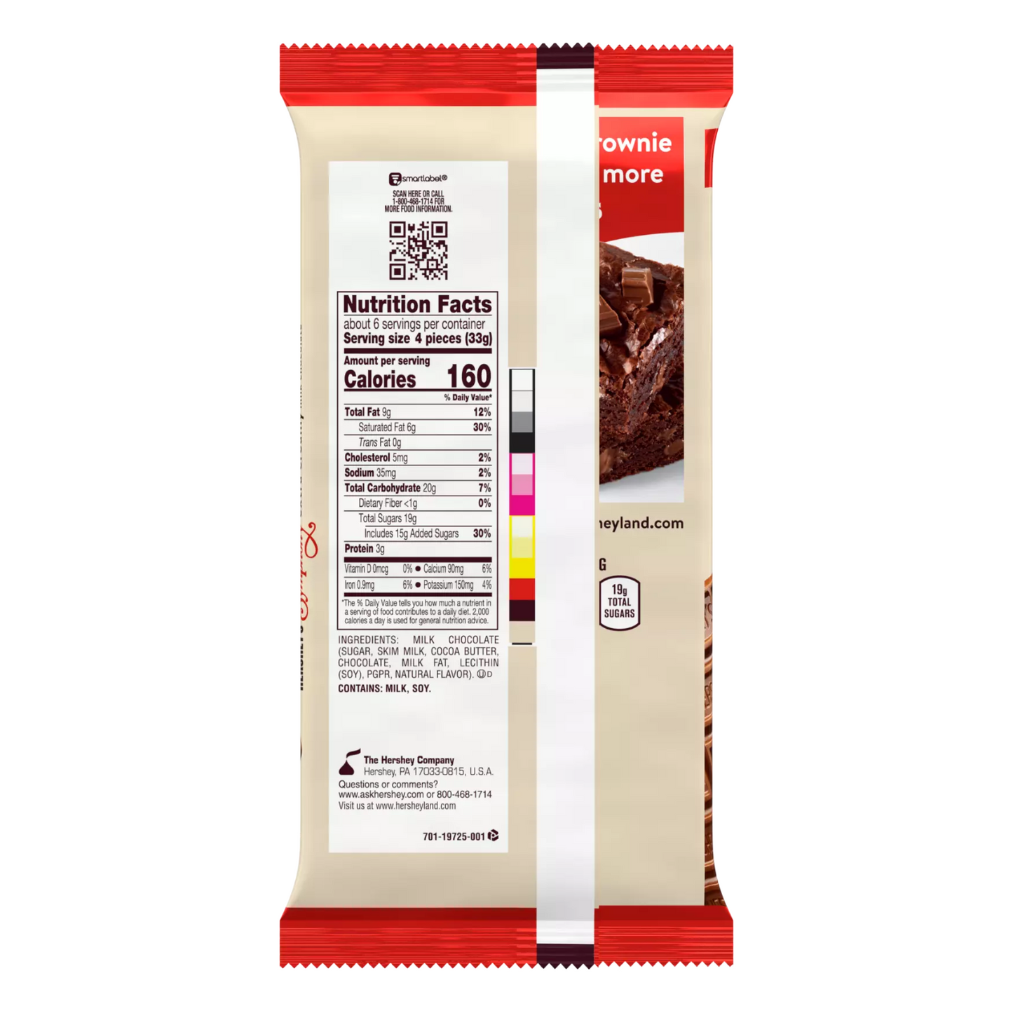 Hershey's Symphony Milk Chocolate Extra creamy 25 piezas GIANT - 208g, 160 calorías por 4 piezas
