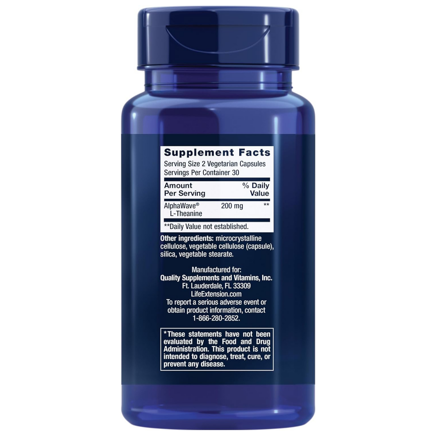 Life Extension L-Theanine, 200 mg, 60 Vegetarian Capsulas