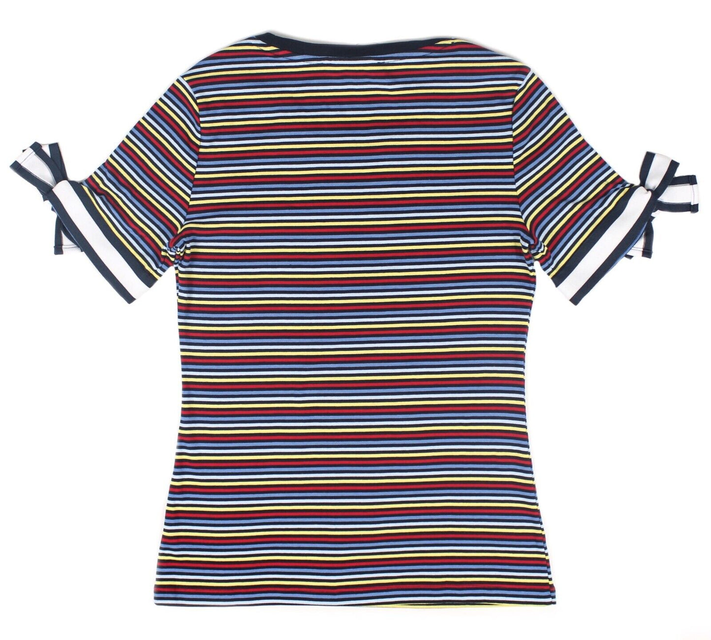 Tommy Hilfiger Camiseta de rayas de manga con lazo para mujer - Talla S
