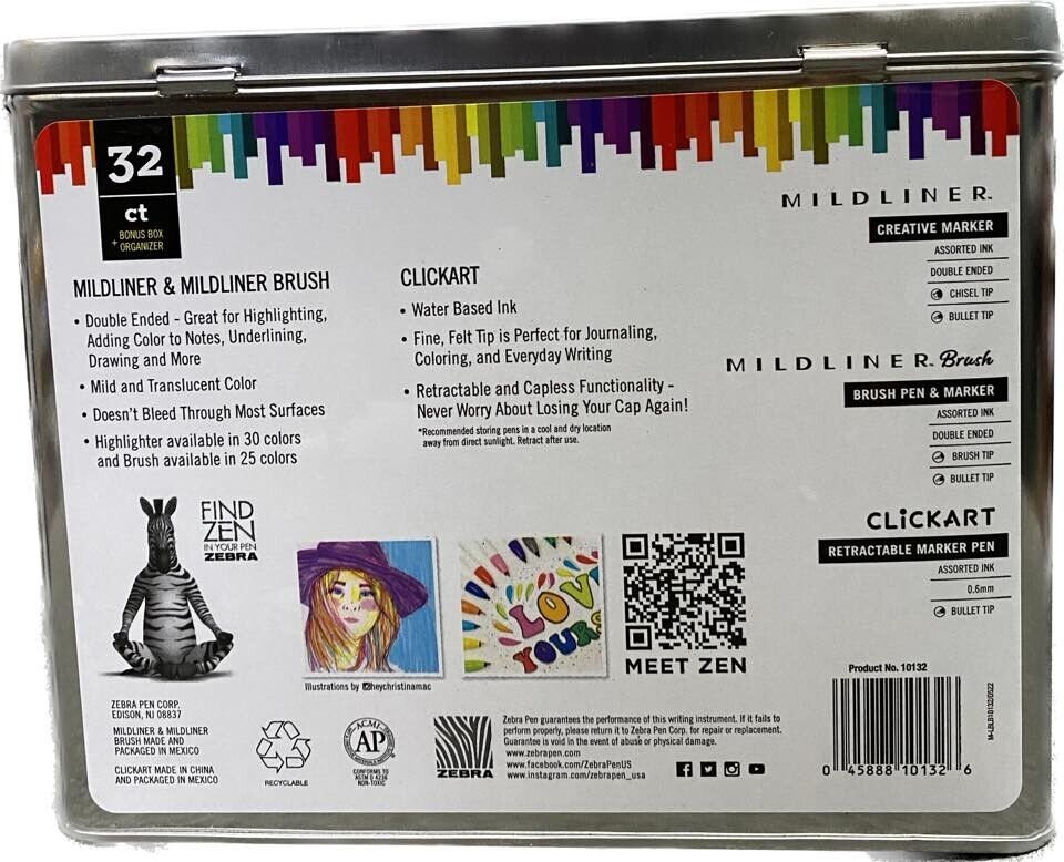 Kit de creatividad 32 piezas Zebra con marcadores Midliner, Brush y Clickart