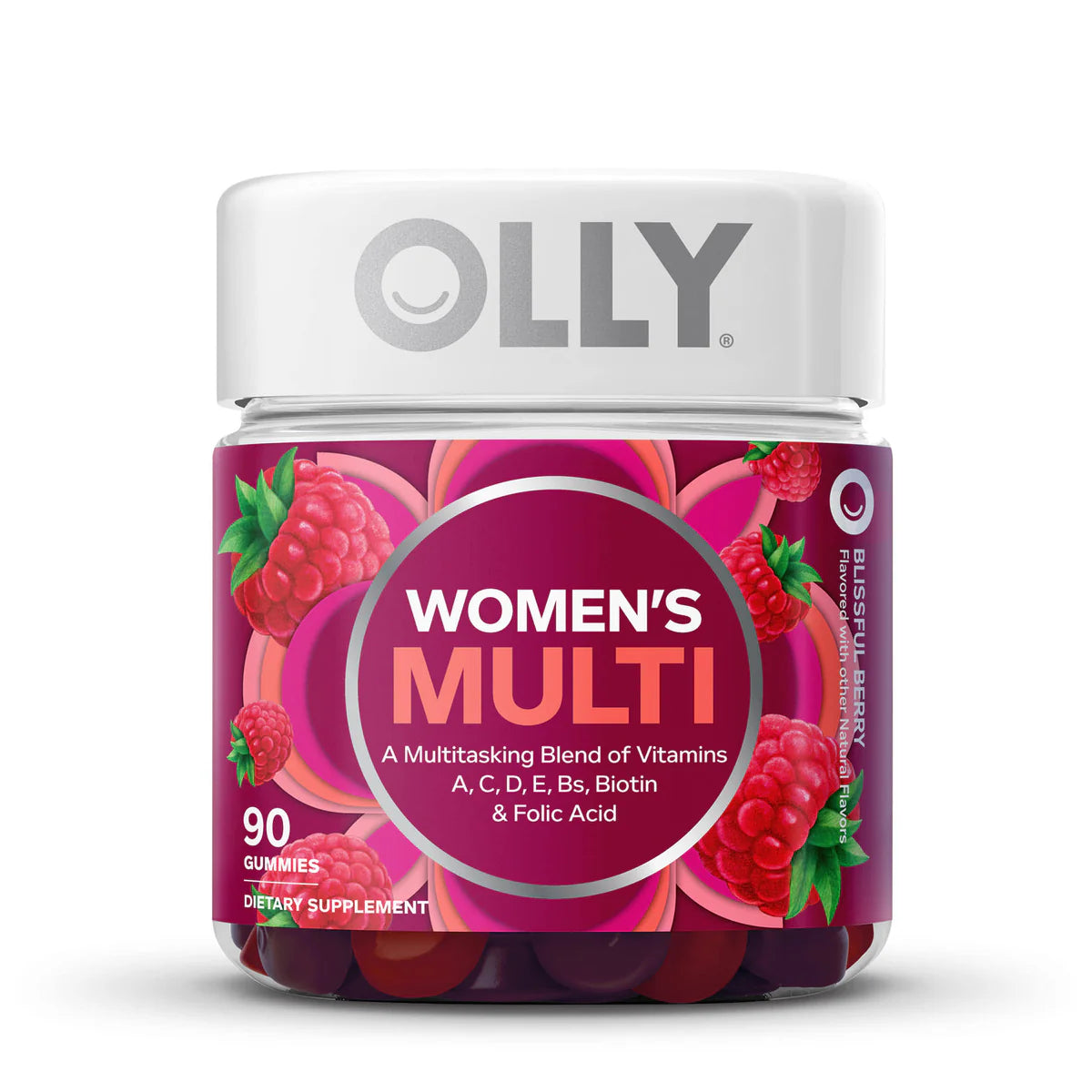 OLLY Women's Multi Vitamin Gummies with Biotin, Blissful Berry 90 gummies