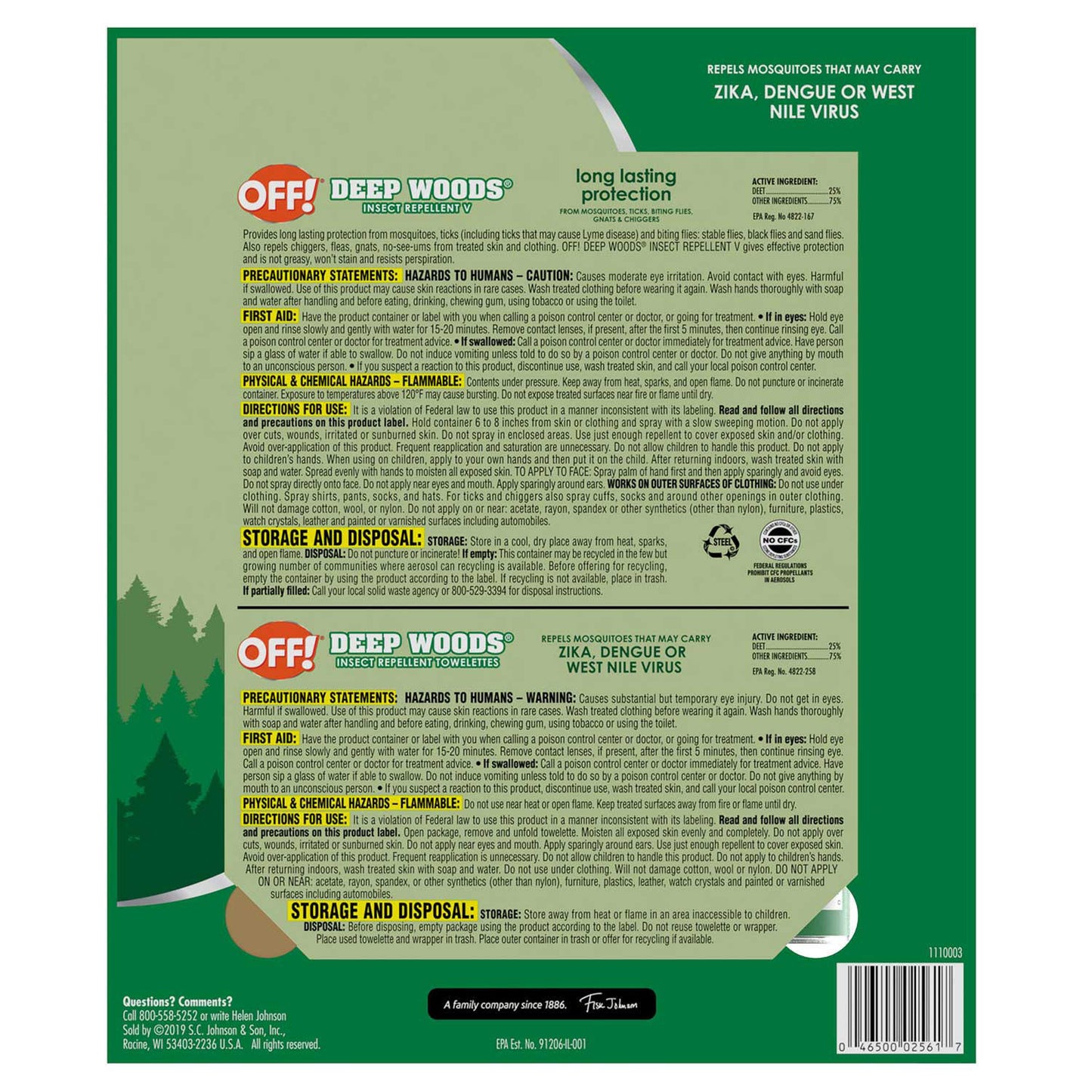 OFF! DEEP WOODS- REPELENTE DE INSECTOS- PROTECCION DURADEDA -ZIKA- DENGUE
