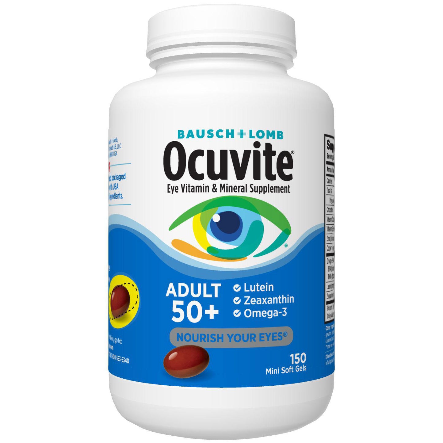 Bausch + Lomb Ocuvite Supplement, 150 mini softgels para Adultos 50+