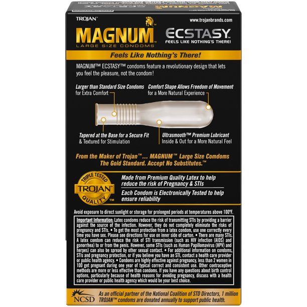 Trojan Magnum Ecstasy Large Size Condoms - 10 Unidades