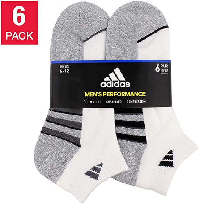 adidas Calcetines Climalite de corte bajo para hombre, 6 pares