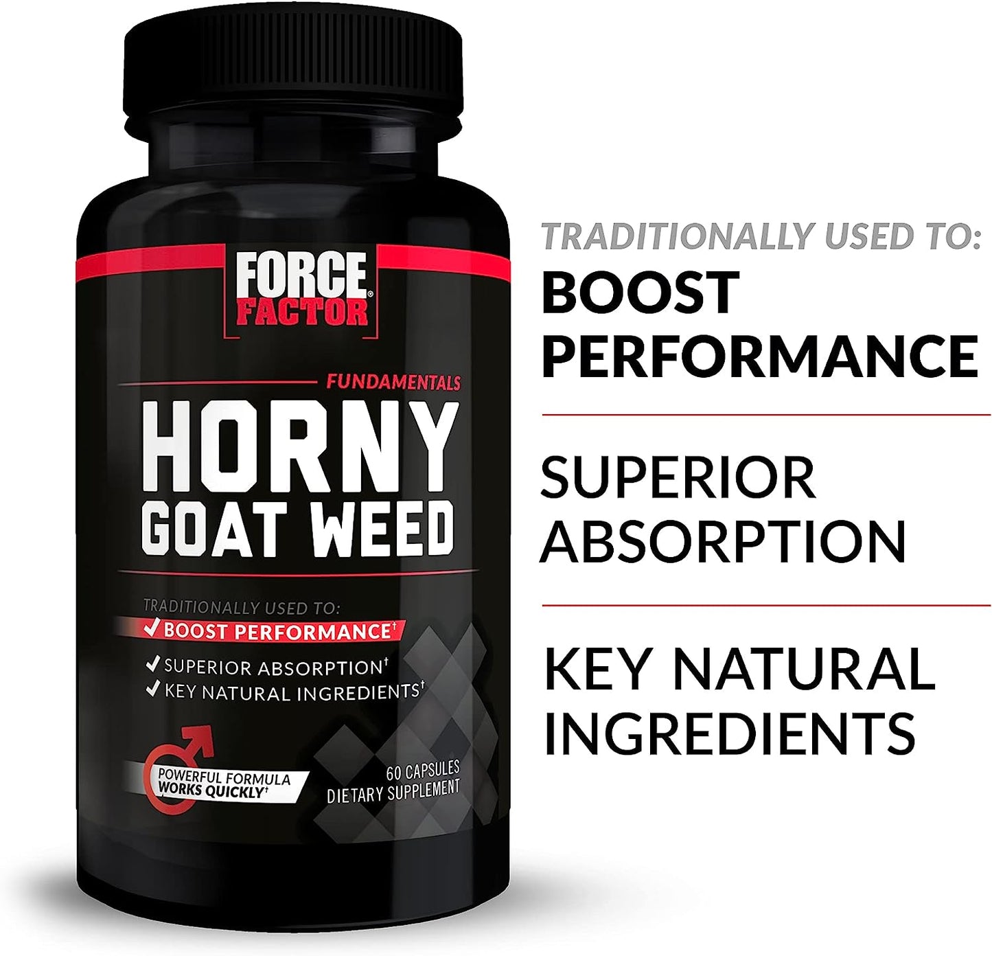 Horny Goat Weed - Cabra en Celo para hombres 750 mg, Force Factor 60 cápsulas.