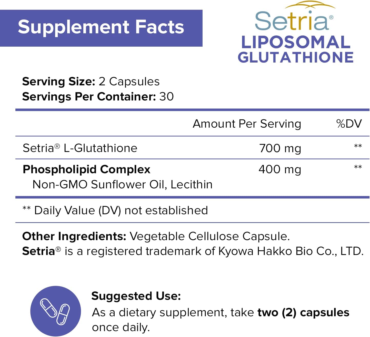 NutriFlair Liposomal Glutathione Setria® 700mg - 60 Capsulas