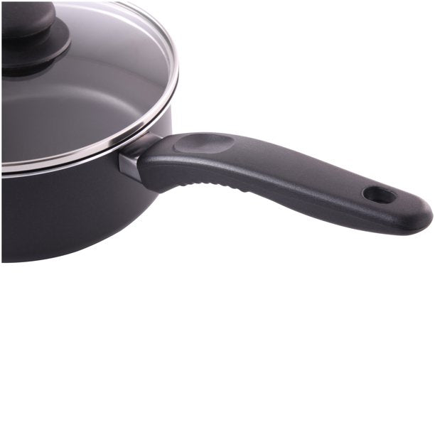 Juego de ollas de cocina antiadherentes Mainstays 7 piezas, color negro
