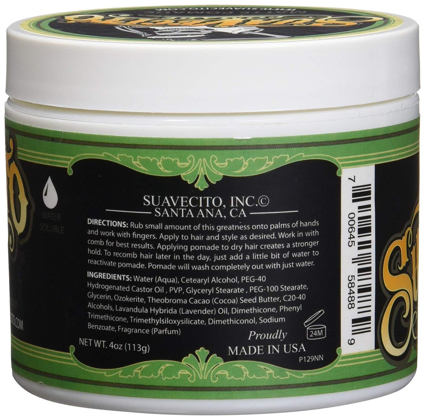 Suavecito Matte Pomade para hombre (4 oz) 113gr