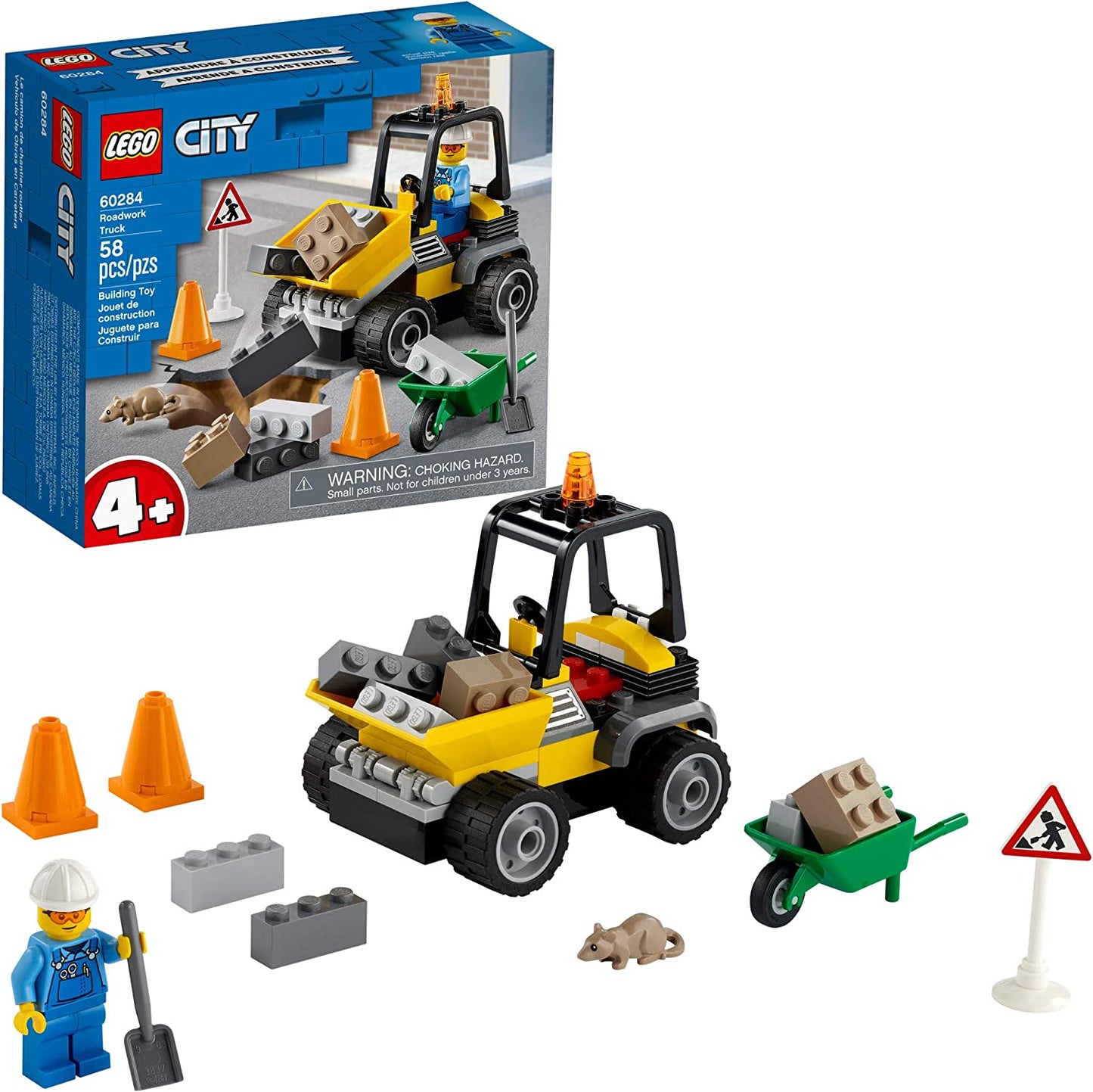 LEGO Roadwork Truck 60284 Building Set 58 Piezas - Niños de 4 +.
