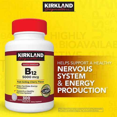 Kirkland Signature Quick Dissolve, B-12, 5000 mcg., 300 Tabletas
