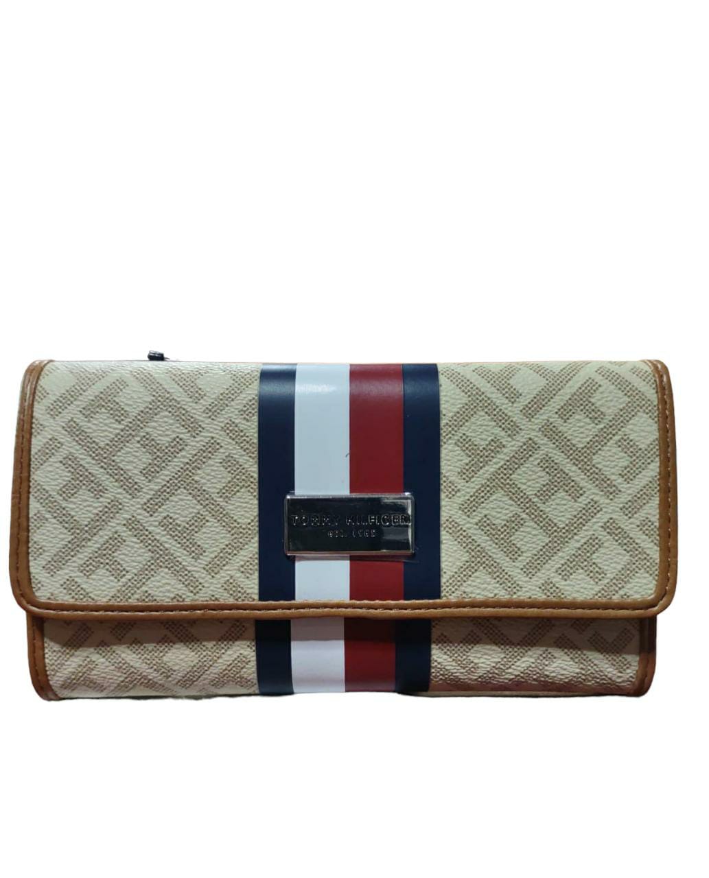 Billetera para mujer de cuero color beige Tommy Hilfiger