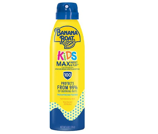Kids Max Protect & Play Clear Sunscreen Spray Banana Boat - SPF 100 , 170g