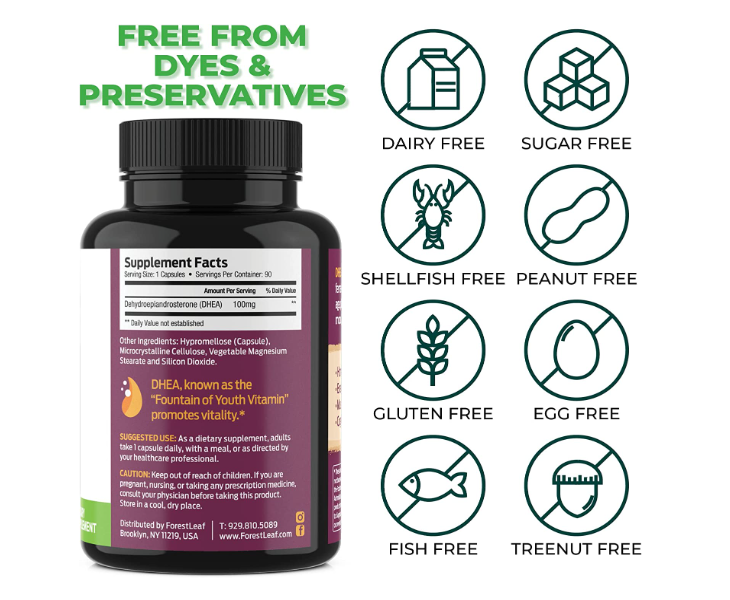 Dhea Ultra 100 mg , 90 capsulas vegetables - ForestLeaf