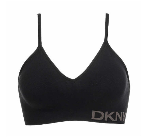 DKNY Bralette sin costuras, sin alambre, 2 unidades (negro/gris)