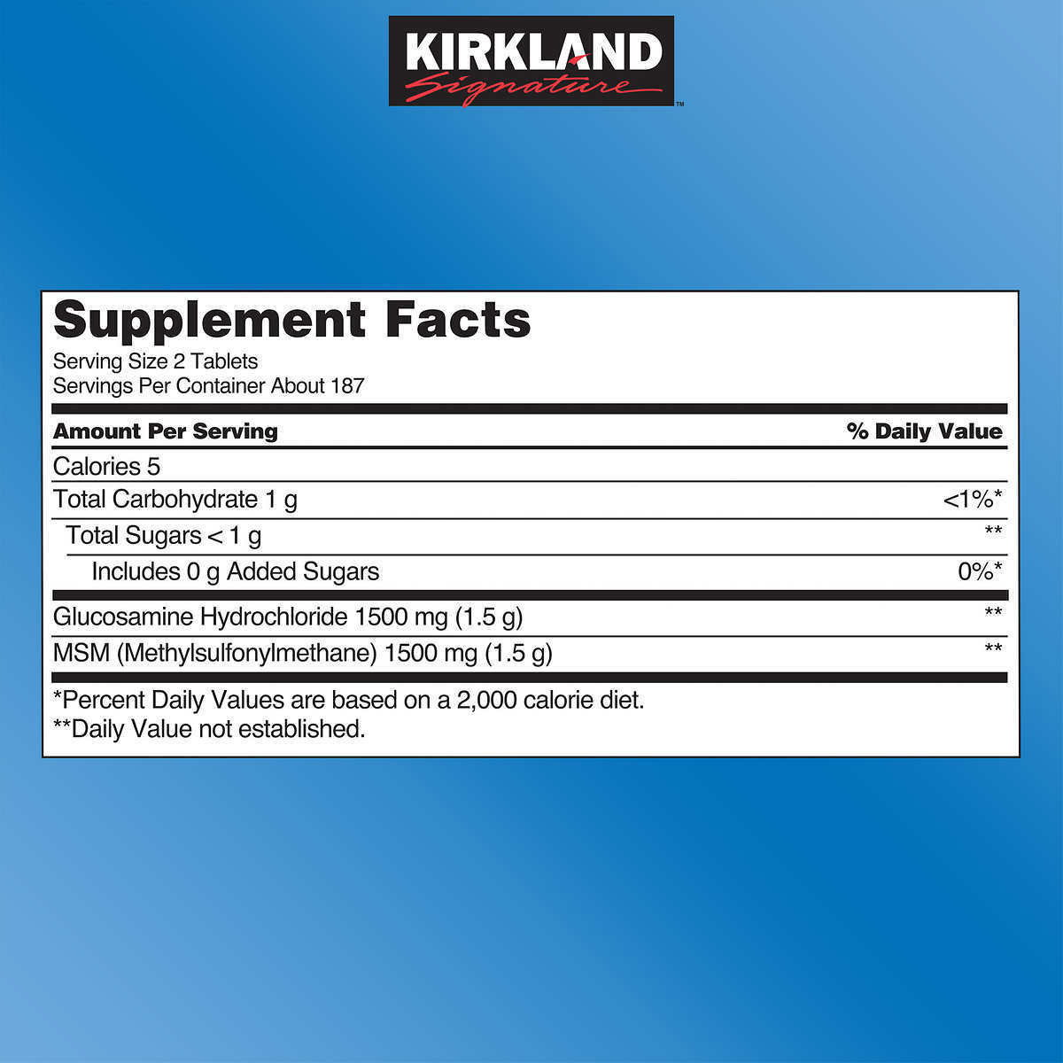 Glucosamina HCI 1500mg con MSM 1500mg Kirkland de 375 tabletas