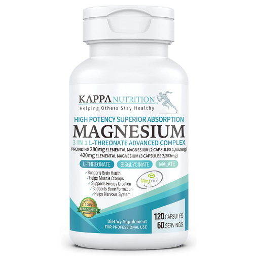 Magnesio 3 en 1 - L-Threonate advanced complex, 120capsulas- Kappa Nutrition