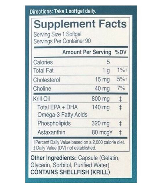 Kori Pure Antarctic Krill Oil Multi-Benefit Omega-3, 800 mg 90 capsulas