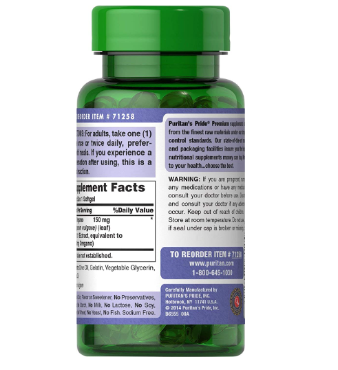 Aceite de orégano 150 mg en cápsulas - Puritan's Pride