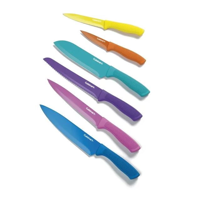 Cuisinart Juego de cuchillos de colores recubiertos de cerámica de 12 piezas con protectores de cuchillas