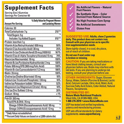 PRENATAL Ácido fólico + DHA + choline 120 gomitas