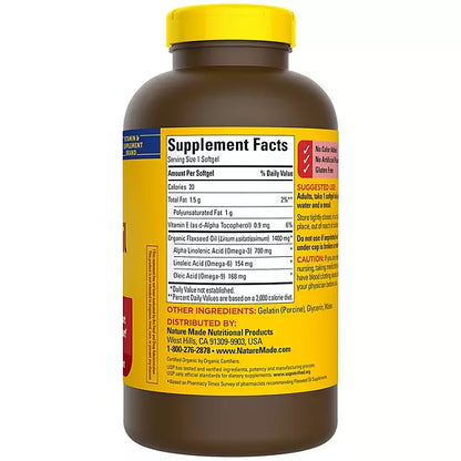 Nature Made Flaxseed Oil 1400 mg Softgels for Heart Health 300 softgels