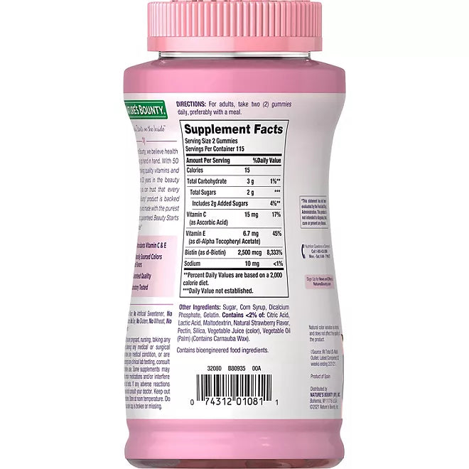 Nature's Bounty Hair, Skin, and Nails con Biotin 230 gomitas