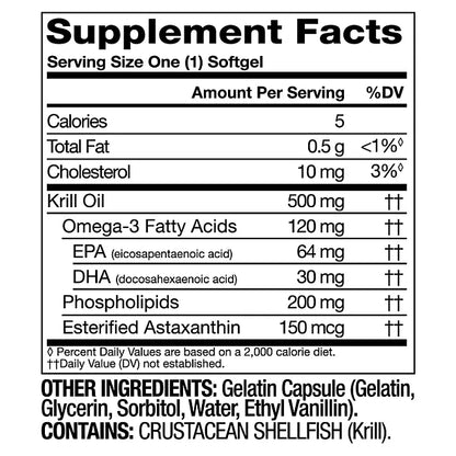 Krill Oil 500mg. Member's Mark Extra Fuerte 160 Capsulas de Gel