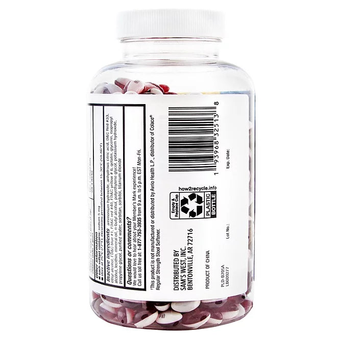 Member's Mark Stool Softener Softgels, 100 mg Docusate Sodium, 600 unidades