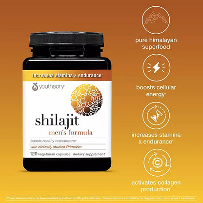 Cápsulas de Shilajit para hombres de Youtheory, 500 mg, 120 unidades.