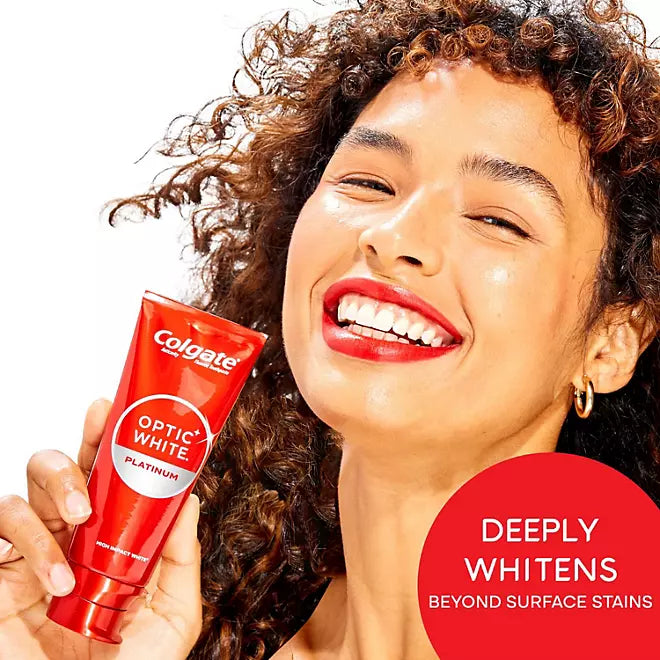Colgate Optic White Platinum 10x blanqueador de dientes, 3.5% peróxido de hidrógeno - 116gr.