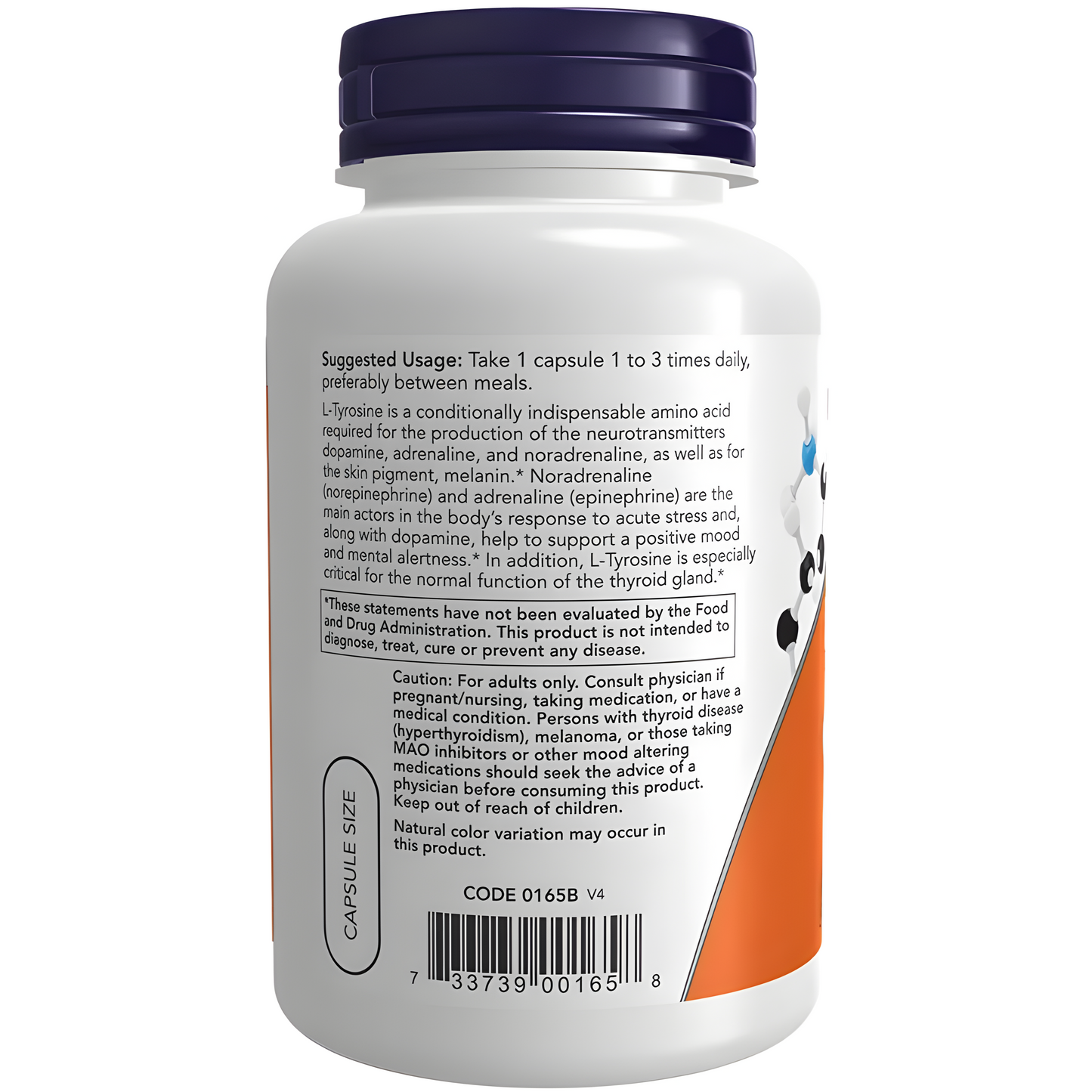 NOW , L-Tirosina 750 mg , 90 capsulas