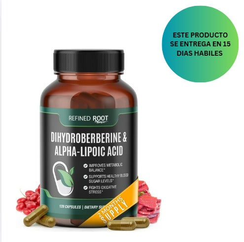 dihidroberberina de raíz refinada de 300 mg con ácido alfa lipoico de 600 mg, 120 capsulas