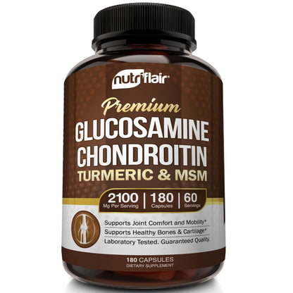 GLUCOSAMINA CONDROITINA  CÚRCUMA Y MSM -Nutriflair 180 cápsulas