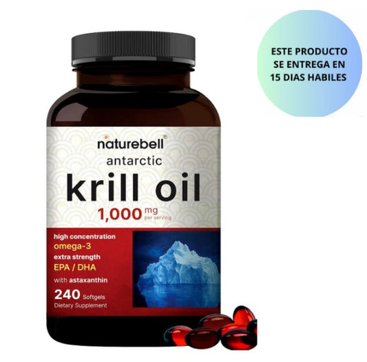 NatureBell Suplemento de aceite de krill antártico de 1000 mg, 240 cápsulas blandas