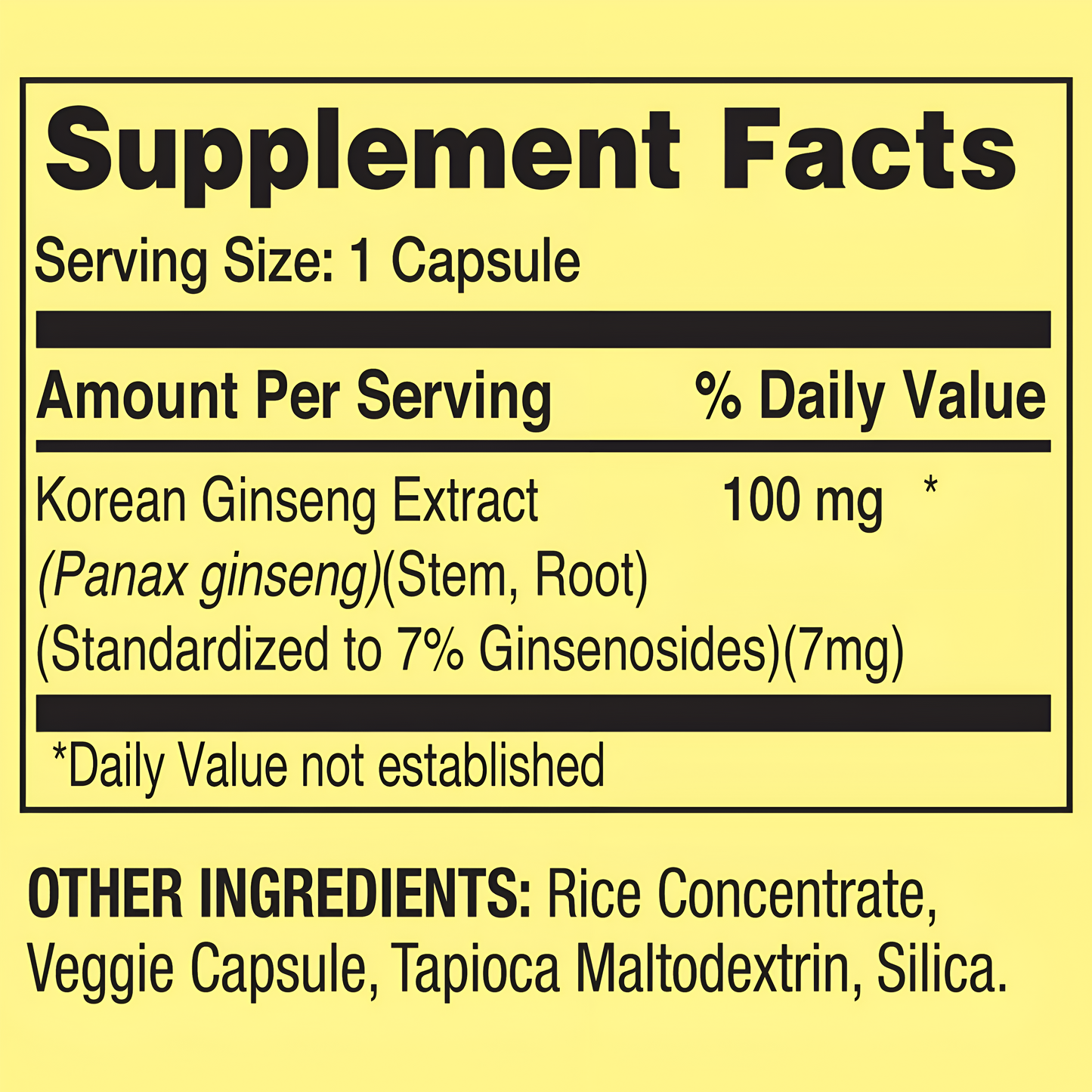 Spring Valley Korean Panax Ginseng , 100 mg, 60 capsulas