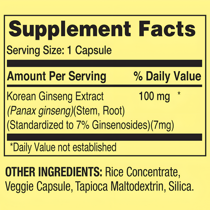 Spring Valley Korean Panax Ginseng , 100 mg, 60 capsulas