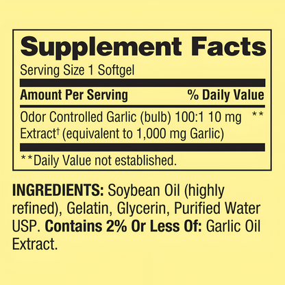 Garlic 1000mg , 200 capsulas  - Spring Valley