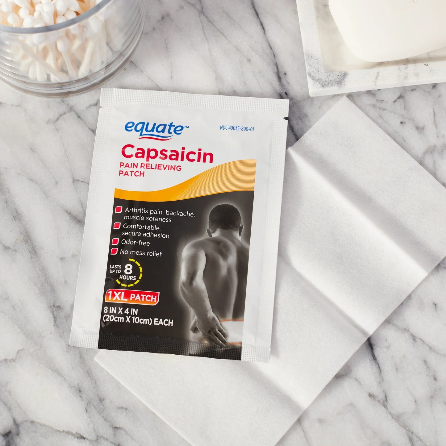 Equate Parche analgésico de capsaicina XL, 8 x 4 pulgadas, 1 unidad