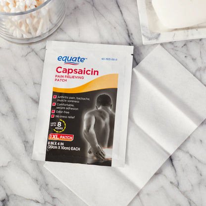 Equate Parche analgésico de capsaicina XL, 8 x 4 pulgadas, 1 unidad