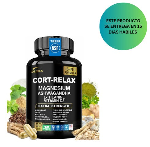 DLNIA Suplemento Super Calmante de Cortisol con Glicinato de Magnesio, Ashwagandha KSM-66,  60 capsulas