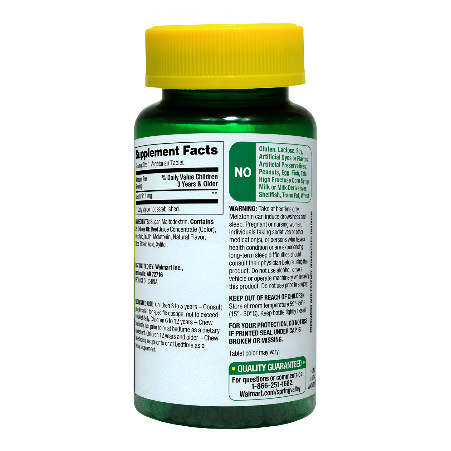 Spring Valley Kids melatonina masticable 1 mg, 60 tabletas