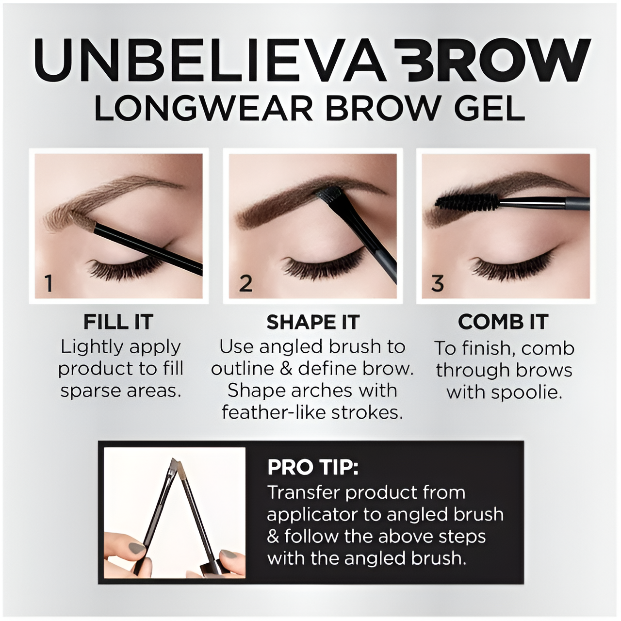 L'Oreal Paris Unbelieva-Brow Longwear Gel para cejas tintado resistente al agua, negro