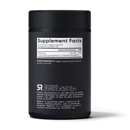 Sports Research  Magtein Magnesium L-Threonate, 120 Capsulas