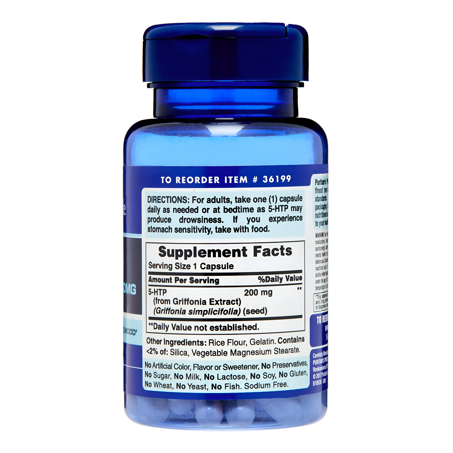 5 HTP 200mg - 60 capsulas - Puritans Pride