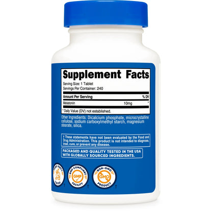 Melatonina 10 mg   Nutricost 240 Tabletas