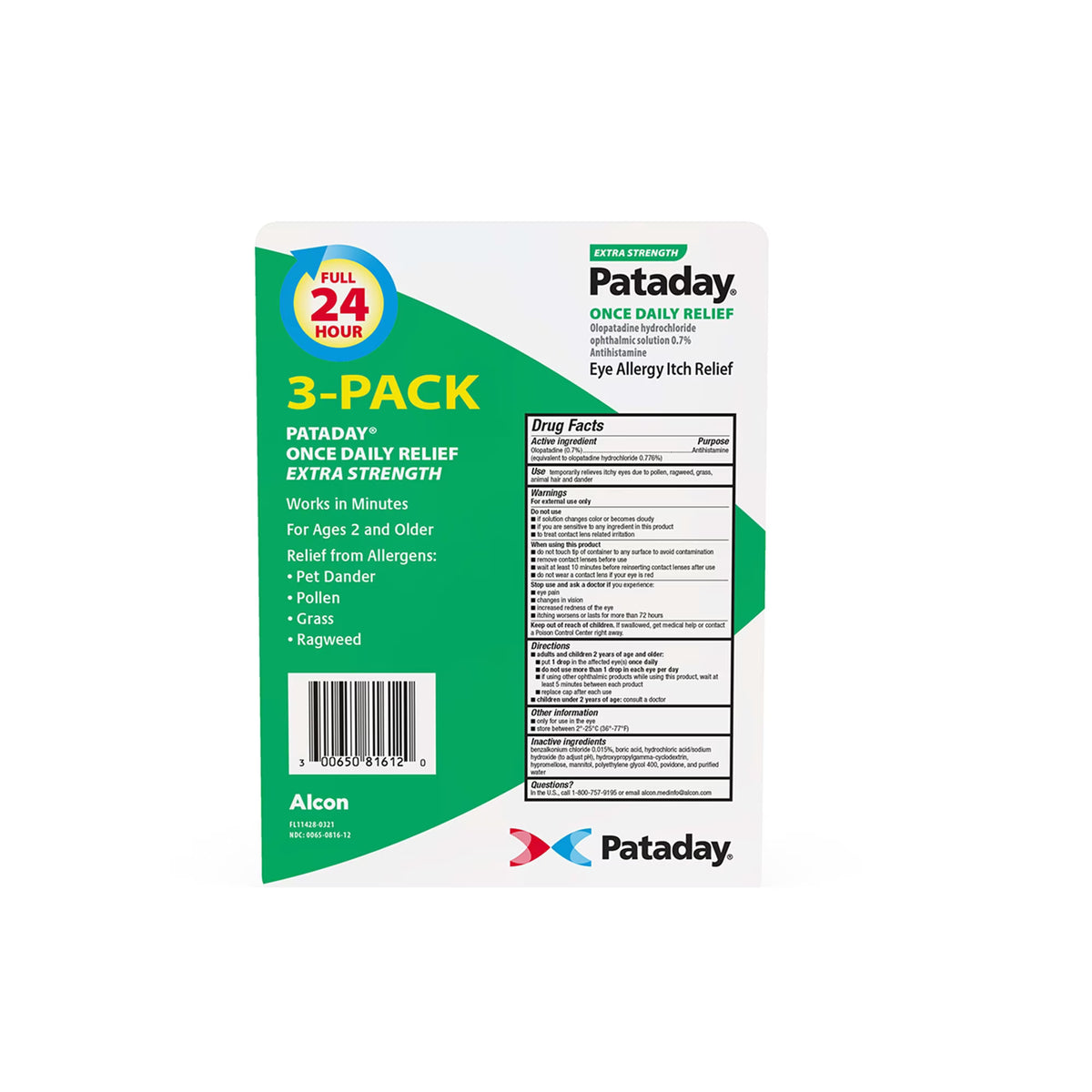Pataday - Gotas oftálmicas Extra Fuertes - 2.5 ml, paquete de 3pk
