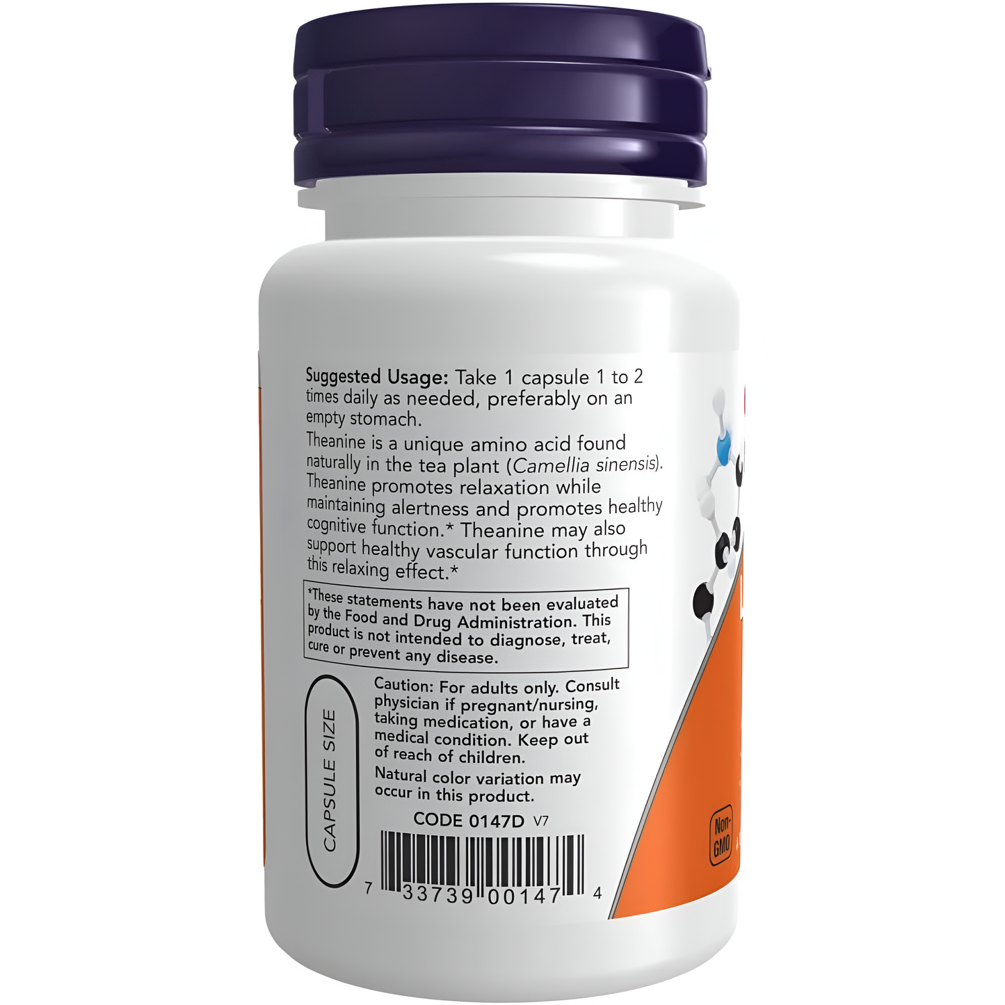 NOW L-Theanine 200 mg con inositol 60 capsulas veg