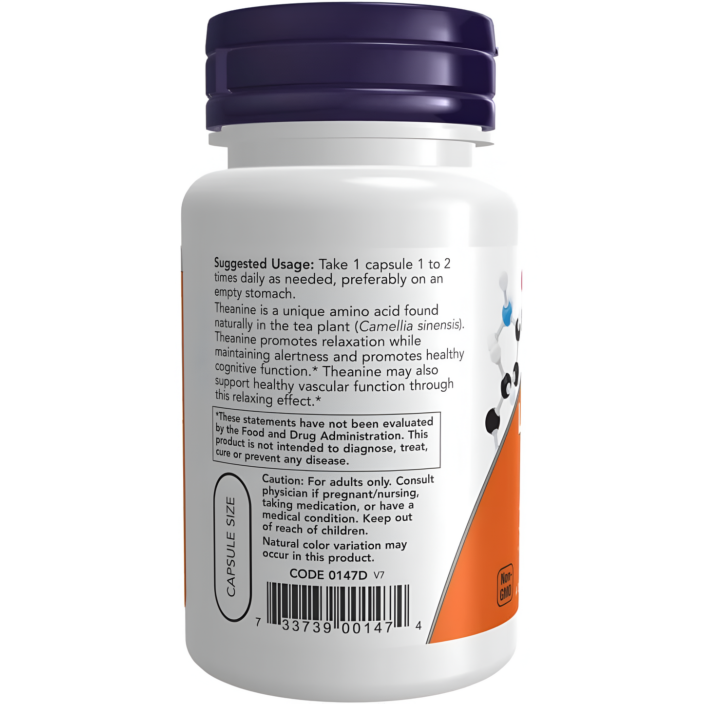 NOW L-Theanine 200 mg con inositol 60 Capsulas.